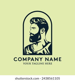 Ilustración vectorial de diseño de logotipo de hombre barba