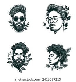 logotipo de barba man para la compañía de pelo