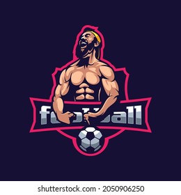 Beard Man Logo with muscle