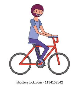 beard man riding in the bike sport