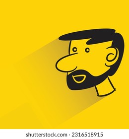 barba hombre con sombra sobre fondo amarillo