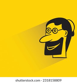 beard man with shadow on yellow background