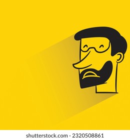 beard man with shadow on yellow background