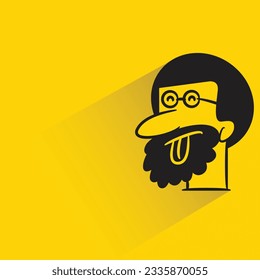 beard man with shadow on yellow background