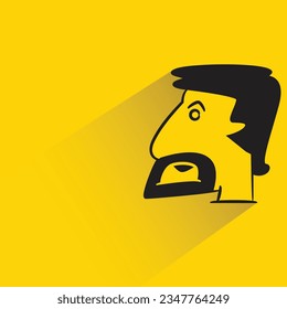 beard man with shadow on yellow background