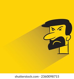 beard man with shadow on yellow background
