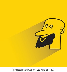 beard man with shadow on yellow background