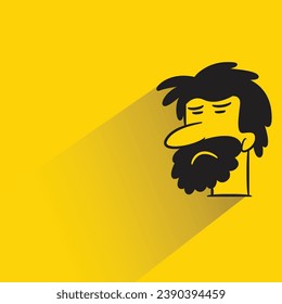beard man with shadow on yellow background