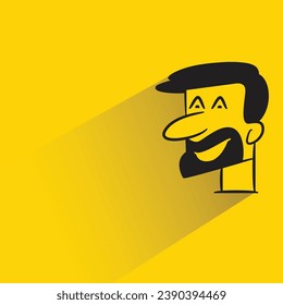 beard man with shadow on yellow background