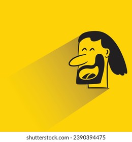 barba hombre con sombra sobre fondo amarillo