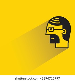 beard man with shadow on yellow background
