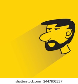 hombre barba con sombra sobre fondo amarillo