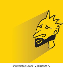 hombre barba con sombra sobre fondo amarillo