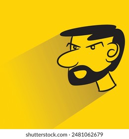 beard man with shadow on yellow background
