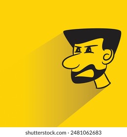 beard man with shadow on yellow background