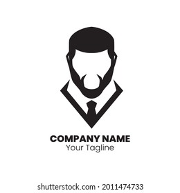 vectores de diseño del logo de silueta de barba man.