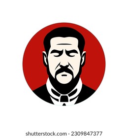 beard man simple avatar business company logo vector illustration template design