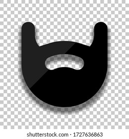 Bart vom Menschen, einfaches Logo. Schwarzes Glas-Symbol mit weichem Schatten auf transparentem Hintergrund
