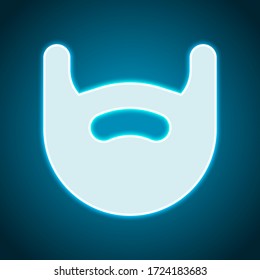 Beard of man, simple logo. Neon style. Light decoration icon. Bright electric symbol