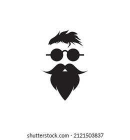 Bart-Mann mit einem smarten Sonnenbrillen Logo-Design, Vektorsymbol-Icon-Illustration kreative Idee
