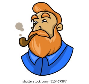 beard man smoking a pipe