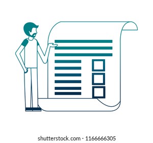 beard man standing document report paper