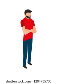 beard man standing with folded arms
