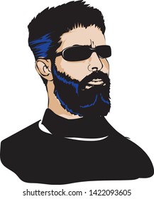 Beard man with sunglasses illustration.