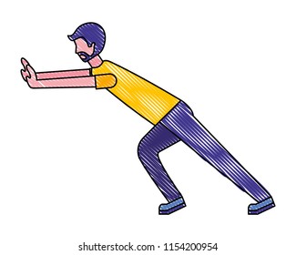 beard man using smartphone device digital