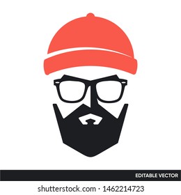 beard men with beanie hat logo vector simple designs 