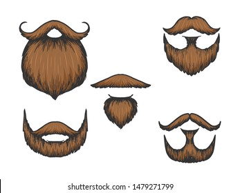 Beard and moustache color sketch engraving vector illustration. Scratch board style imitation. Black and white hand drawn image.