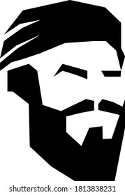 Beard, moustache and eye brows silhouette of male face, textured doodle for barber shop logo, fashion for men icon, hand drawn gentleman grooming vector illustration