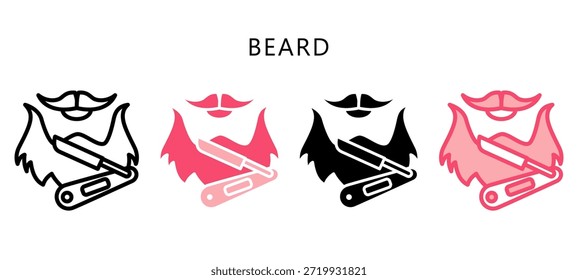 Icono de estilo múltiple de barba. Mini Ilustración Relacionada Con El Cuidado Personal. Uso Para El Concepto Moderno, Ui, Web Ux Y Desarrollo De App.