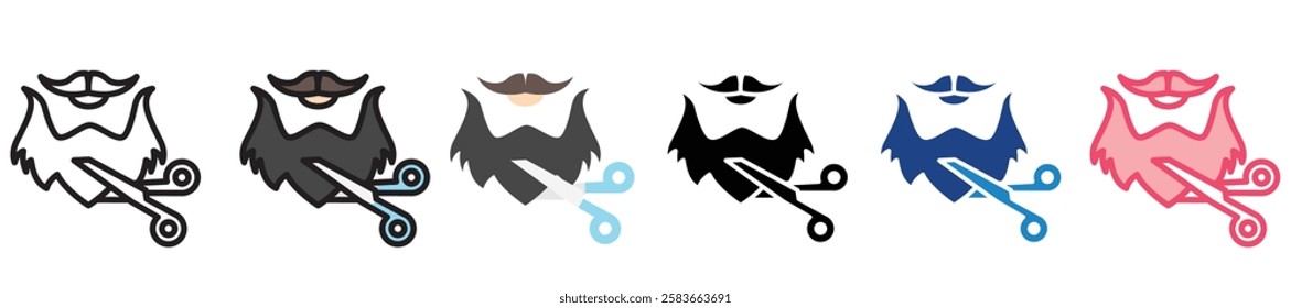 Beard multi-style color icon, mini or small illustration, use for UI, UX, app and web development, digital or print. for health, beauty, personal care, body treatment.