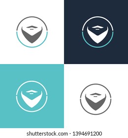 beard and mustache emblem logo concept in modern and flat designs