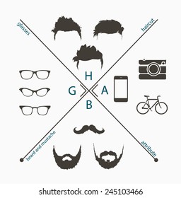 beard, mustache and haircut in hipster fashion icon