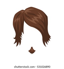 Beard, mustache and hairstyle. Male style haircut. Vector Illustration isolated on white.