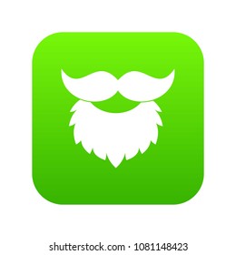 Beard and mustache icon digital green for any design isolated on white vector illustration