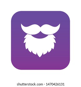 Beard and mustache icon digital purple for any design isolated on white vector illustration
