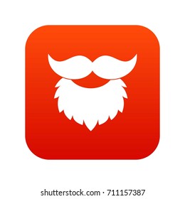 Beard and mustache icon digital red for any design isolated on white vector illustration
