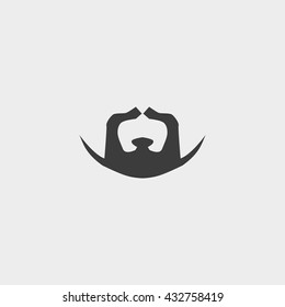 beard and mustache icon in a flat design in black color. Vector illustration eps10