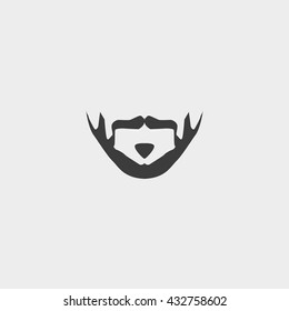 beard and mustache icon in a flat design in black color. Vector illustration eps10