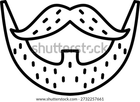 Beard and mustache icon for men grooming style and masculine facial hair barber shop branding services