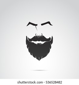 Beard and mustache icon on white background. Vector art.
