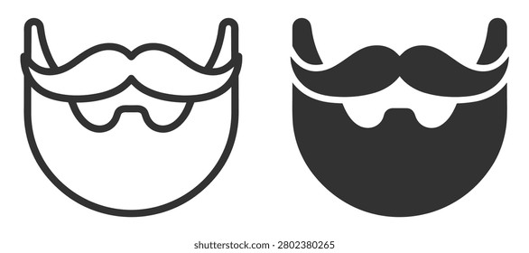 beard and mustache icon set vector illustration on transparent background