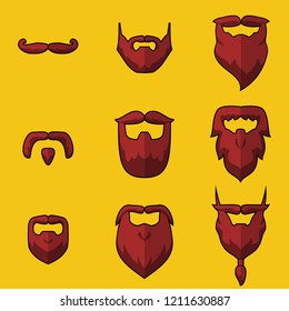 beard and mustache icons | set of 9 | vector art