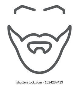 Beard and mustache line icon, barber and hairstyle, male hair sign, vector graphics, a linear pattern on a white background, eps 10.