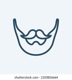 Beard and mustache line sign for the barbershop. Shiny ginger mustache on white background. Concept design for St. Patrick’s day. Vector illustration.