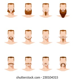 beard and mustache on a man's face for infographics, vector illustration on white background