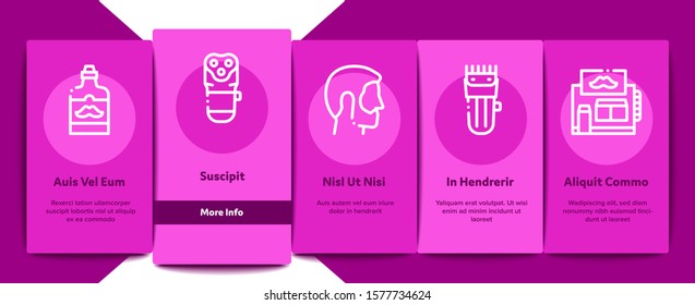 Beard And Mustache Onboarding Mobile App Page Screen. Man Silhouette Shave Beard By Razor, Scissors And Electronic Device Concept Illustrations